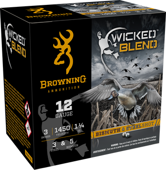 Browning Ammo B193431233 Wicked Blend  12Gauge 3" 1 1/4oz 3/5BI Shot 25 Per Box/10 Case                                                                                                                 