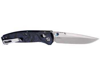 Hogue 24456 Mysto 3.40" Folding Clip Point Plain Black Stonewashed CPM MagnaCut Steel Blade, Maple Valley Richlite Blue Handle
