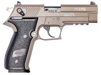 GSG GERG2210FFT FireFly  22 LR 10+1 4" Tan Steel Barrel, Serrated Slide, Zinc Alloy w/Accessory Rail Frame, Black Polymer Grip                                                                          