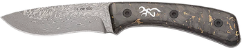 Browning 3220570B Rock  3.50" Fixed Drop Point Plain Acid Etch Damascus Blade, Carbon Fiber Handle                                                                                                      