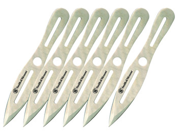 Smith & Wesson Knives SWTK8CP Bullseye Throwing Knives 4.50" Fixed Spear Point Plain 2Cr13MoV SS Blade, 2Cr13 Stainless Handle, 8" OAL, 6 Pack
