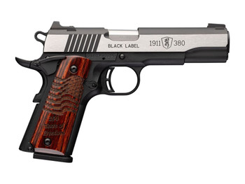 Browning 051122492 1911 Black Label Medallion Pro 250 Full Size 380 ACP 10+1 4.25" Matte Stainless Barrel, Blackened w/Silver Polished Flats Stainless Steel Serrated Slide, Matte Black Polymer Frame w