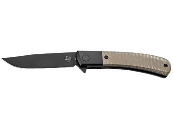 Boker 01BO931 Modern Gentleman 2.95" Plain Black Nitro-V Blade Green Micarta Handle