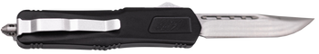 Great Lakes Firearms GLKMDSMTBLK GLFA  Medium 3.50" OTF Plain Steel Blade, Black Cerakote Aluminum Handle                                                                                               