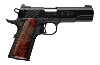 Browning 051071490 1911 Black Label Medallion 250 Full Size 22 LR 10+1 4.25" Matte Stainless Barrel, Black Anodized Aluminum Serrated Slide, Matte Black Polymer Frame, Engraved Rosewood Grip          