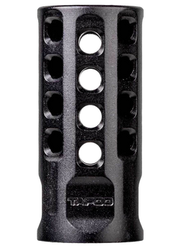 Tapco TAP22004  Muzzle Brake Black Anodized Aluminum 1/2"x28 Threads 2" OAL .920" Diameter 22 LR                                                                                                        