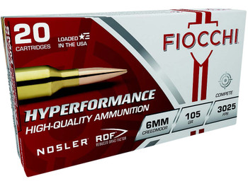 Fiocchi 6CMRD Hyperformance Match 6mmCreedmoor 105gr Nosler Reduced Drag Factor 20 Per Box/10 Case