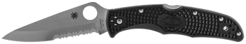 Spyderco C10PSBK Endura 4 Lightweight 3.75" Folding Drop Point Part Serrated VG-10 SS Blade Black  Textured FRN Handle Includes Pocket Clip                                                             