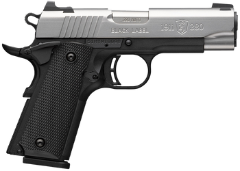 Browning 051119492 1911 Black Label Compact 380 ACP 8+1 3.63" Stainless Steel Barrel, Satin Stainless Steel Serrated Slide, Matte Black Polymer Frame, Black Polymer Grip                               