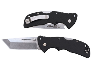 Cold Steel CS27BAT Recon 1 Mini 3" Folding Tanto Plain Stonewashed AUS-10A SS Blade/ Black Textured GRN Handle