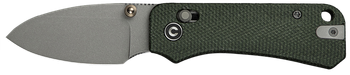 Civivi Knives C23074-3 Baby Banter 2 2.34" Folding Drop Point Plain Gray Stonewashed Nitro-V Steel Blade, Green Textured Canvas Micarta Handle                                                          