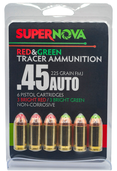 Supernova PMSN45ACMP Green/Red Tracer  45ACP 225gr Full Metal Jacket 6 Per Box/60 Case                                                                                                                  