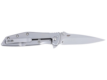 CRKT 7600 SLAG EDC 2.95" Folding Plain Bead Blasted D2 Steel Blade, Stainless Steel Handle