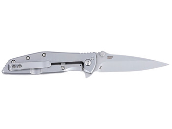 CRKT 7600 SLAG EDC 2.95" Folding Plain Bead Blasted D2 Steel Blade, Stainless Steel Handle