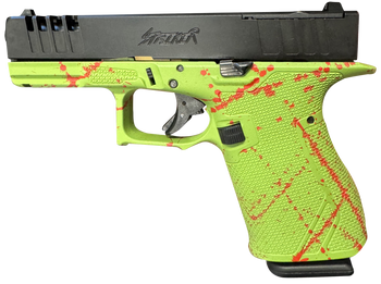 Great Lakes Firearms GL19SZOM Striker  Compact Frame 9mm Luger 15+1 4" Black Nitride Steel Barrel, Black Cerakote Serrated w/Slide Cuts Steel Slide, Zombie Cerakote Polymer Frame & Grip, Ambidextrous 