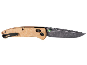 Hogue 24459 Mysto 3.40" Folding Clip Point Plain Black Stonewashed CPM MagnaCut Steel Blade, Maple Valley Richlite Wood Handle