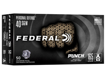 Federal PD40P1G Punch 40S&W 165gr Jacketed Hollow Point 50 Per Box/10 Case