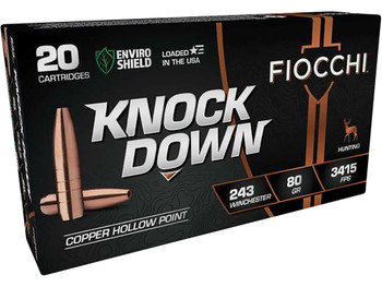 Fiocchi 243BHC Knock Down 243Win 80gr Copper Hollow Point 20 Per Box/10 Case