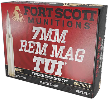 Fort Scott Munitions 7MMMAG-150-SCV2 Tumble Upon Impact (TUI)  7mm 150gr Solid Copper Spun 20 Per Box/10 Case                                                                                           