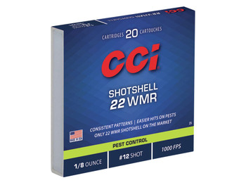 CCI 0025 Pest Control Shotshell 22WMR 52gr #12Shot 20 Per Box/100 Case