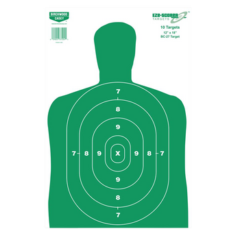 Birchwood Casey 37204 EZE-Scorer BC-27 Silhouette Paper Hanging Universal 12" x 18" Green/White 10 Pk.                                                                                                  