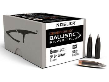 Nosler 51040 Ballistic Silvertip 6mm 95gr Spitzer Point 50/Box
