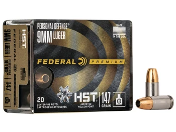 Federal P9HST2S Premium Personal Defense 9mmLuger 147gr HST Jacketed Hollow Point 20 Per Box/10 Case