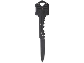 S.O.G SOGKEY101 Key 1.50" Folding Plain Drop Point Black Hardcased 5Cr13MoV SS Blade/Black Stainless Steel Handle