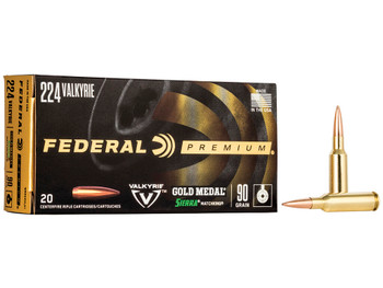 Federal GM224VLK1 Premium Gold Medal 224Valkyrie 90gr Sierra MatchKing BTHP 20 Per Box/10 Case
