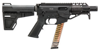Freedom Ordnance FX9P4 FX-9  9mm Luger 31+1 4.50" Black Nitride Chromoly Steel Barrel Black Hard Coat Anodized Black KAK Shockwave Pistol Brace Black Polymer Grips Right Hand                          
