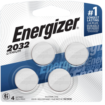 Energizer 2032BP4C3 CR2032 Lithium Battery  Silver 3.0 V 235 mAh, Qty (4) Single Pack                                                                                                                   