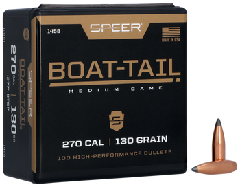 Speer 1458 Boat-Tail  270Cal 130gr Spitzer Boat Tail Soft Point 100 Per Box/5 Case                                                                                                                      