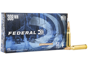 Federal 308A Power-Shok 308Win 150gr Jacketed Soft Point 20 Per Box/10 Case