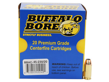 Buffalo Bore Ammunition 4523020 Personal Defense Strictly Business 45ACP +P 230gr Jacket Hollow Point 20 Per Box/12 Case