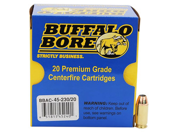 Buffalo Bore Ammunition 4523020 Personal Defense Strictly Business 45ACP +P 230gr Jacket Hollow Point 20 Per Box/12 Case
