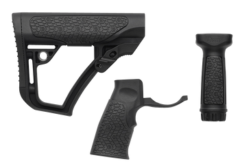 Daniel Defense 2810206145006 Collapsible Buttstock Pistol Grip/Vertical Foregrip AR-15 Black Polymer                                                                                                    