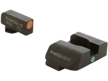 AmeriGlo GL201 i-Dot Sight Set for Glock Green Tritium Orange Outline Front Sight-Green Tritium Rear Sight