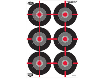Birchwood Casey 35705 Dirty Bird Multiple Bullseye Tagboard Hanging Pistol 12" x 18" Black/Red/Gray White Impact Splatter 8 Per Pkg