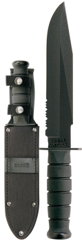 Ka-Bar 1271 Fighter  8" Fixed Clip Point Part Serrated Black 1095 Cro-Van Blade, Black Kraton G Handle, Includes Sheath                                                                                 