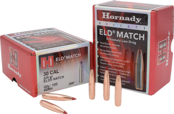Hornady 30904 ELD Match  30 Cal .308 225 gr Extremely Low Drag Match 100 Per Box/ 15 Case                                                                                                               