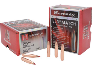 Hornady 30904 ELD Match 30 Cal .308 225 gr Extremely Low Drag Match 100 Per Box/ 15 Case