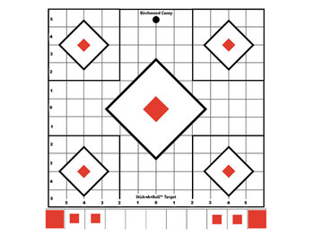 Birchwood Casey 33922 Stick-A-Bull Sight-In Self-Adhesive Paper White/Red 12" 5-Diamond 5 Pack