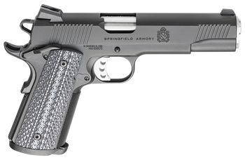 Springfield Armory PC9108LCA18 1911 TRP *CA Compliant 45 ACP 7+1, 5" Match Grade Stainless Steel Barrel, Black Cerakote Serrated Carbon Steel Slide &^ Frame w/Beavertail, Black G10 Grip               