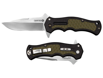 Cold Steel CS20MWCZ Crawford 1 3.50" Folding Plain Clip Point 4034 Stainless Steel Blade Black w/OD Green Traction Inlays GRN Handle Blister Pack Packaging