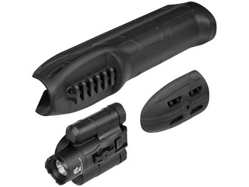 ADAPTIVE TACTICAL AT02900 EX Performance Forend with 300 Lumen Flashlight, Black Polymer, Concealed 2" Picatinny, Fits Remington 870/1100/11-87