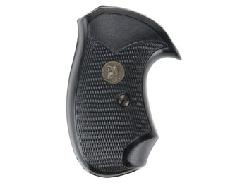Pachmayr 03255 Compact Grip Checkered Black Rubber for S&W J Frame with Square Butt