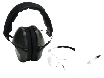 Pyramex VGCOMBO310  Earmuff/Glasses Combo Kit Over the Head Clear Lens Wraparound Clear Frame                                                                                                           