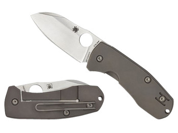 Spyderco C158TIP2 Techno 2 2.52" Folding Sheepsfoot Plain CTS XHP Steel Blade/Matte Stonewashed Titanium Handle Includes Pocket Clip