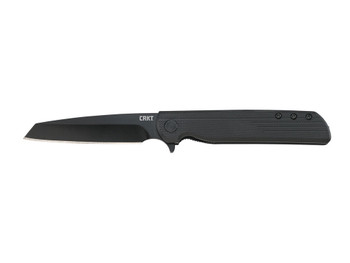 CRKT 3802K LCK + Blackout 3.24" Folding Tanto Plain Black Oxide 8Cr13MoV SS Blade/ Black GRN Handle Includes Pocket Clip