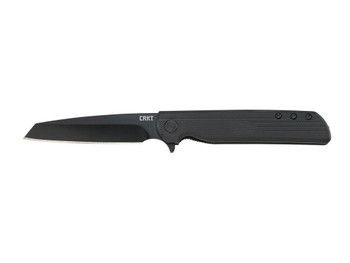 CRKT 3802K LCK + Blackout 3.24" Folding Tanto Plain Black Oxide 8Cr13MoV SS Blade/ Black GRN Handle Includes Pocket Clip